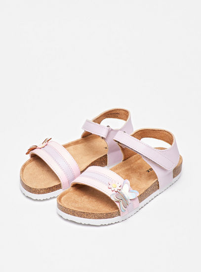 Butterfly Applique Double Strap Sandals with Hook and Loop Closure-Sandals-image-1