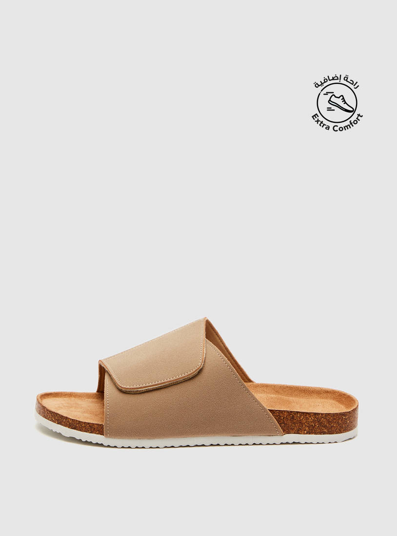 Solid Open Toe Slip-On Sandals-Sandals-image-0
