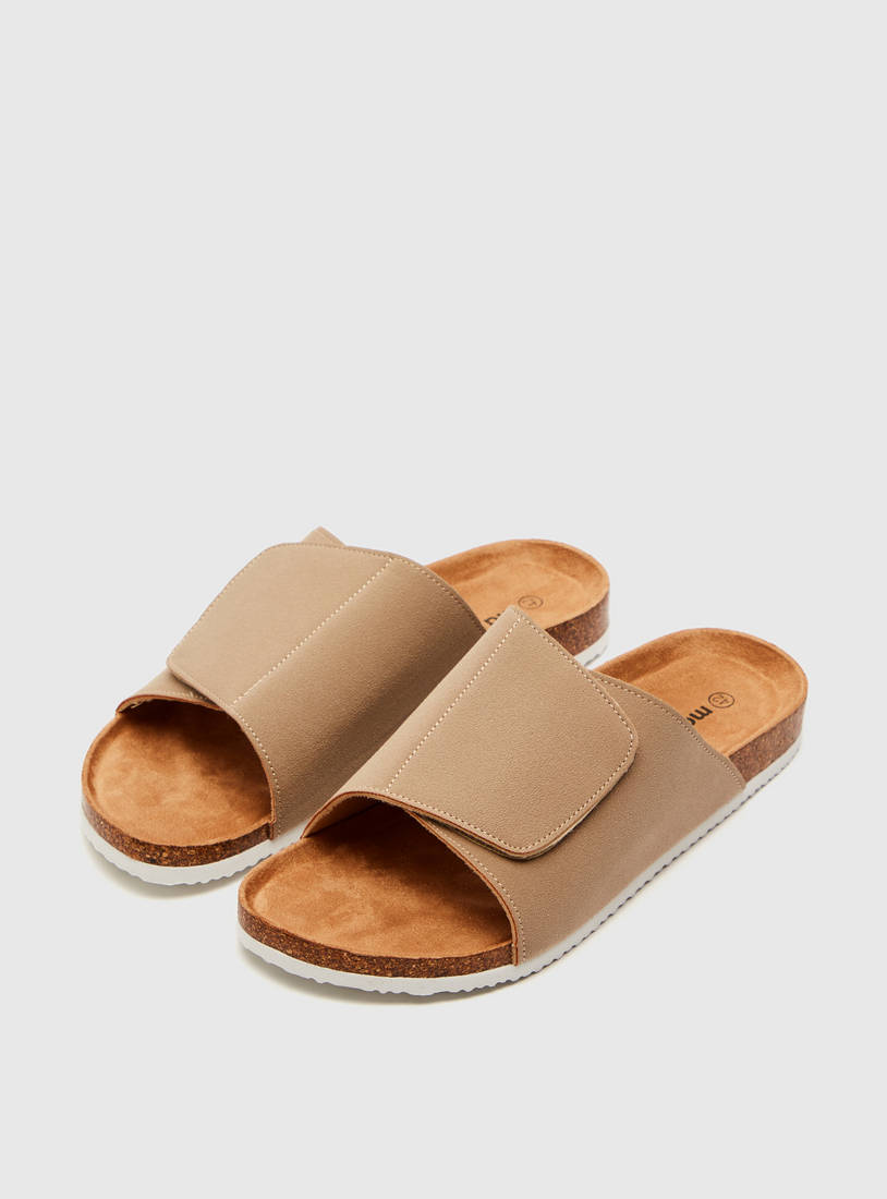 Solid Open Toe Slip-On Sandals-Sandals-image-1