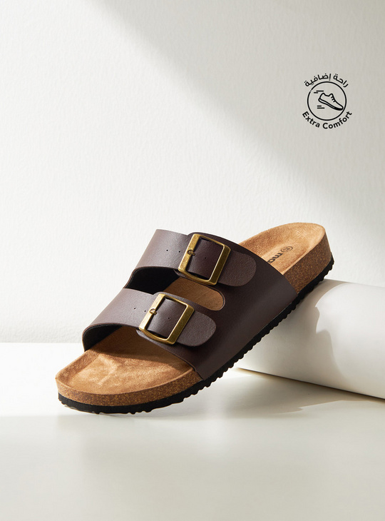 Buckle Accented Slip-On Sandals