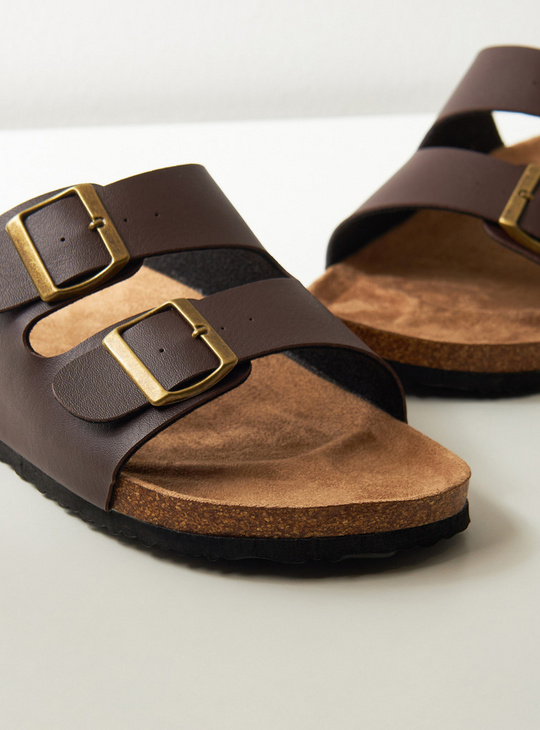 Buckle Accented Slip-On Sandals