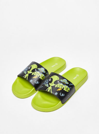 Printed Slip-On Slide Slippers-Flip Flops-image-1