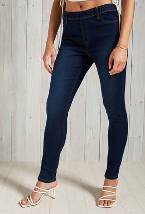 بنطلون جينز ضيّق قطن بي سي أي سادة بخصر مطاطي مرتفع-mxwomen-clothing-jeans-jeggings-2