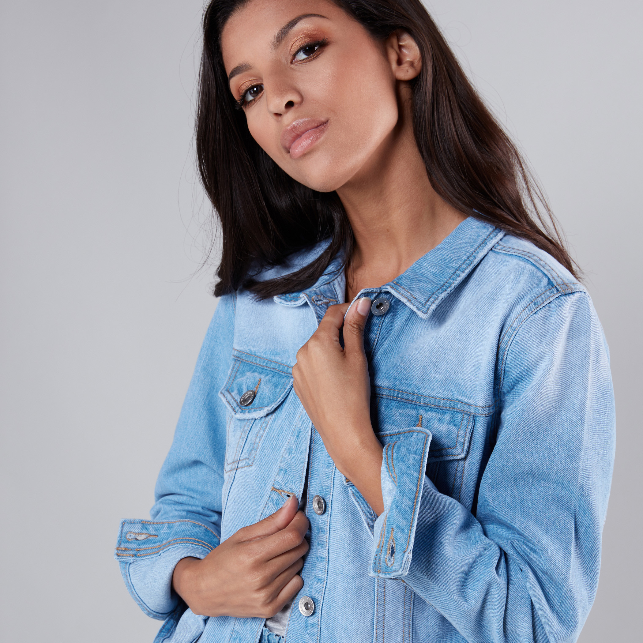 Long light deals denim jacket