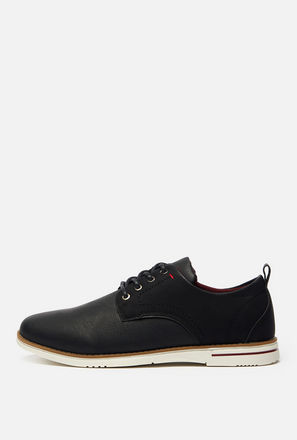 Solid Shoes with Lace-Up Closure and Pull Tab Detail