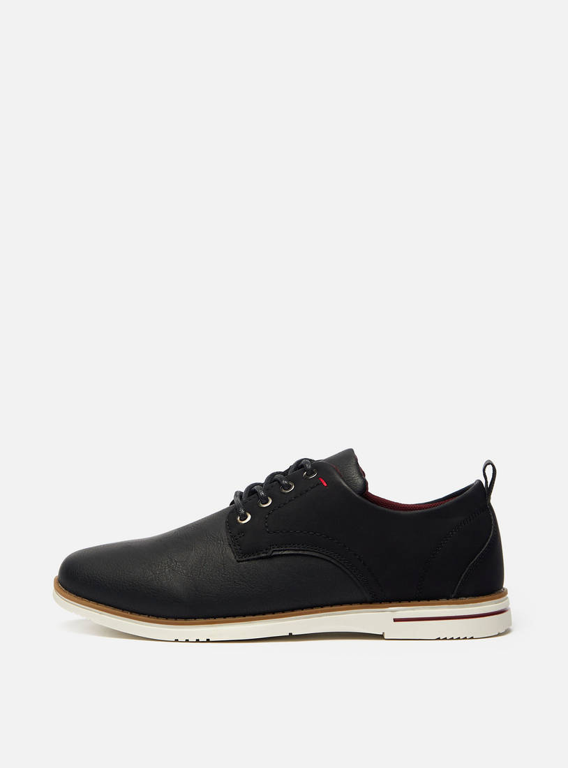 Solid Shoes with Lace-Up Closure and Pull Tab Detail-Casual Shoes-image-0