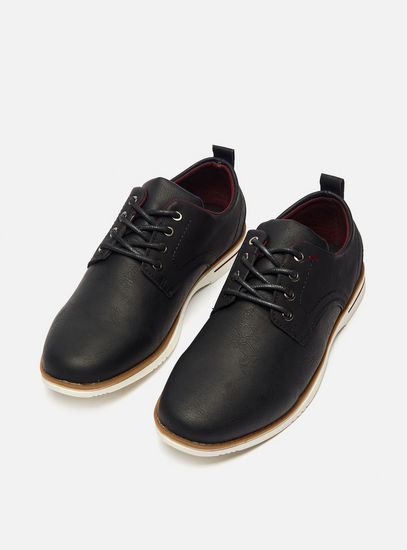 Solid Shoes with Lace-Up Closure and Pull Tab Detail-Casual Shoes-image-1
