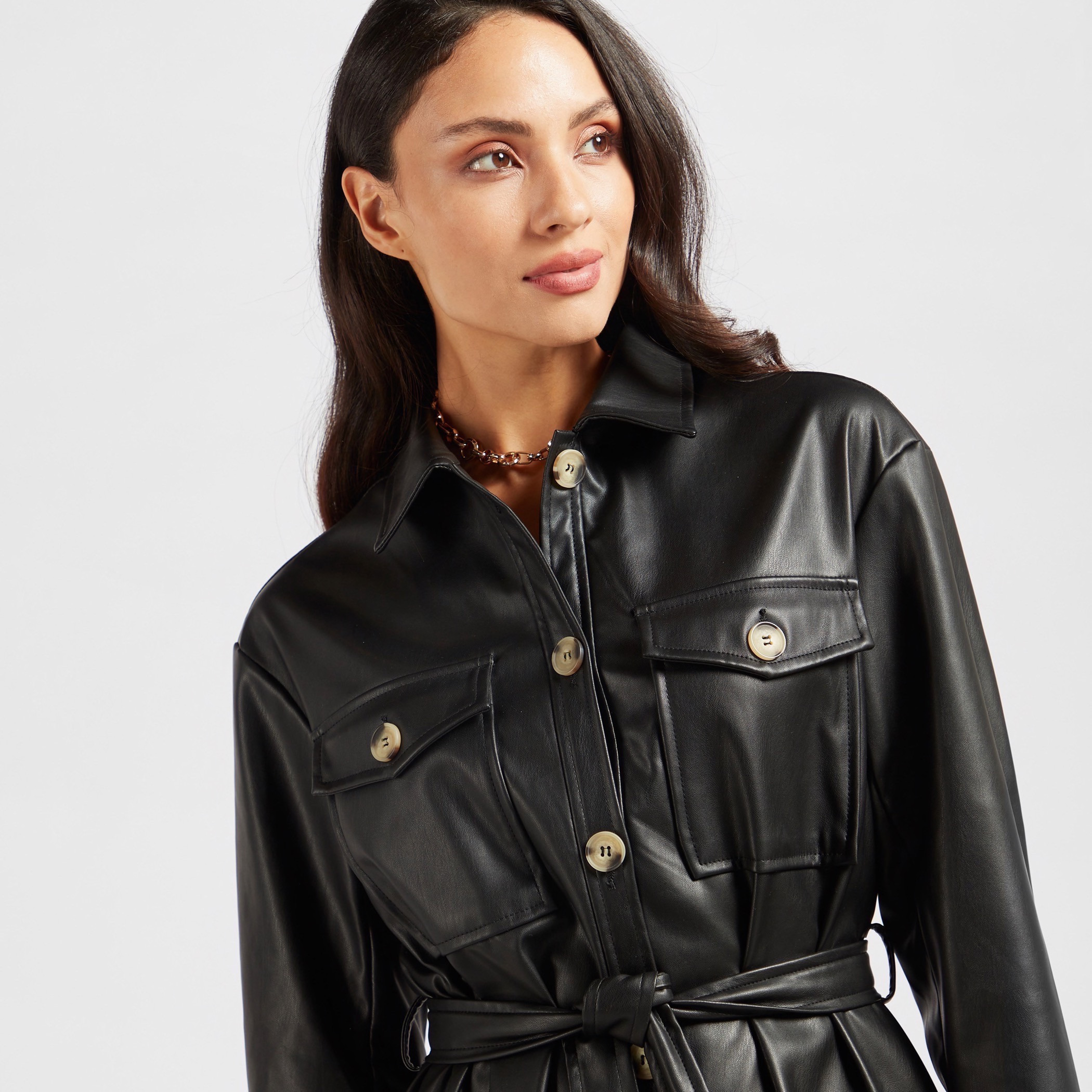 オールインワン・サロペット A.P.C. Black Shirt-Dress With Removable Belt And Pockets A.P.C. Black Shirt-Dress With Removable Belt And Pockets