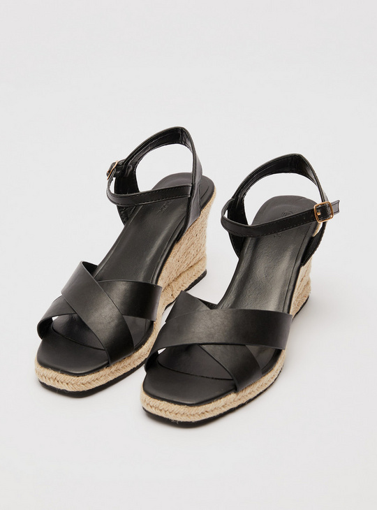 Solid Sandals with Ankle-Strap