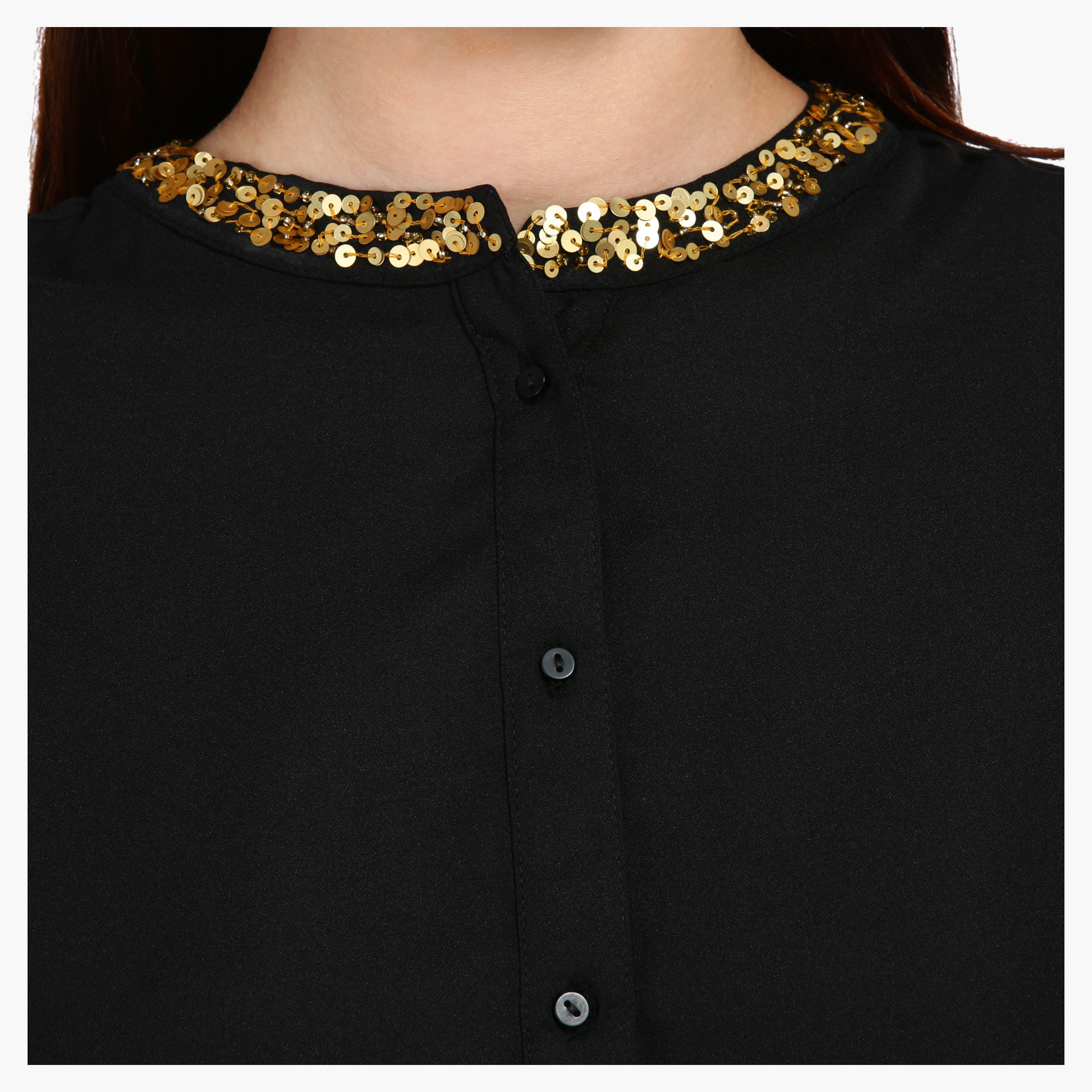 Sequin top collar shirt