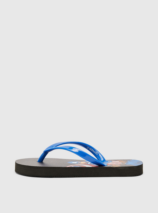 Captain America Print Flip Flops with Textured Straps
