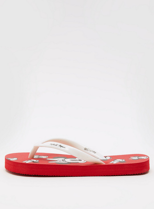 Minnie Mouse Print Flip Flops with Textured Straps