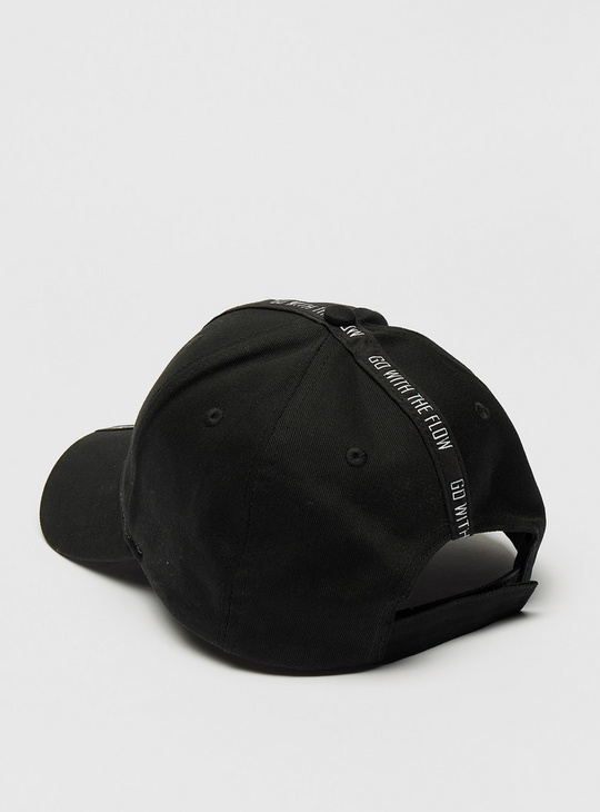 Text Print Perforated Cap with Hook and Loop Closure