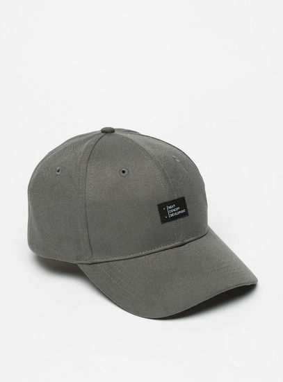 Applique Detail Cap with Buckled Strap Closure-Caps & Hats-image-0