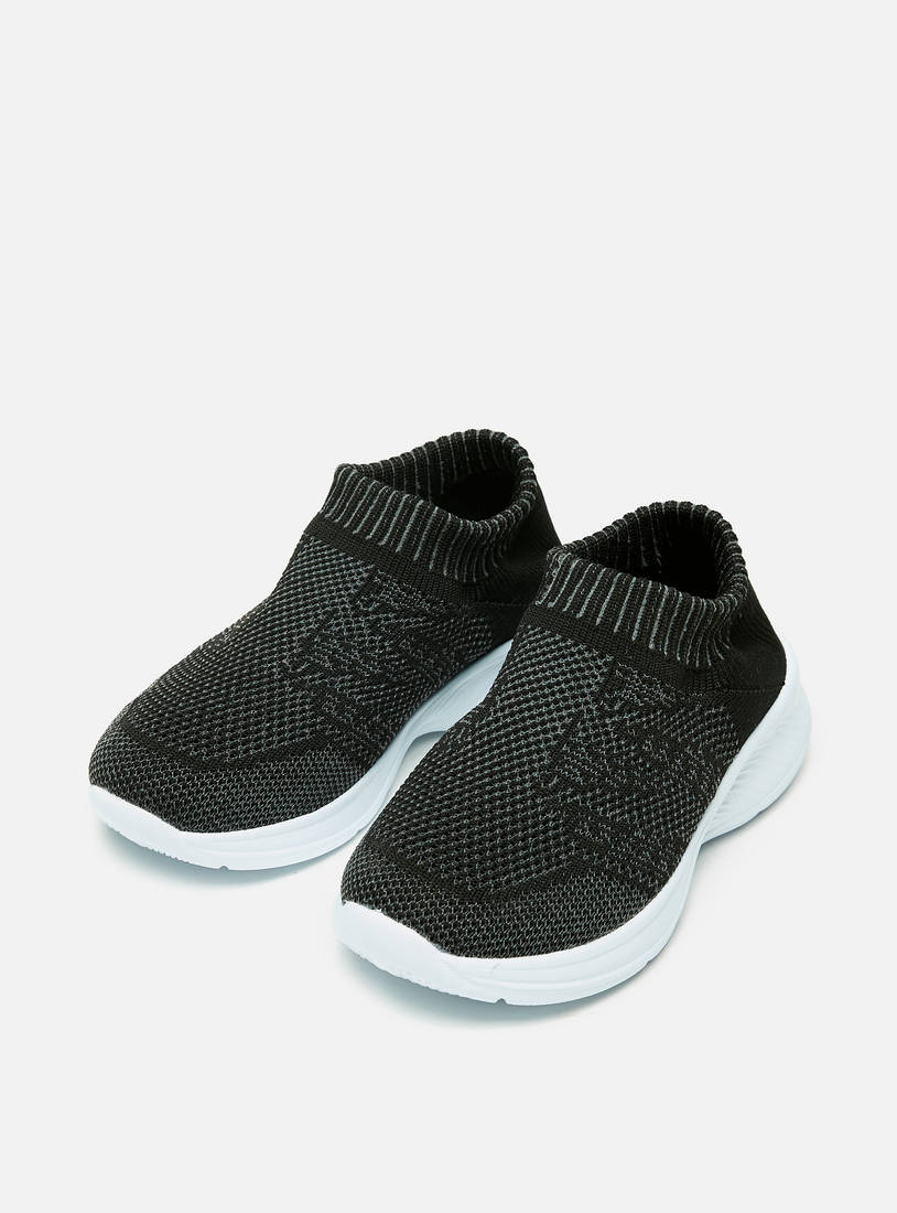 Textured Slip-On Sneakers-Sports Shoes-image-1