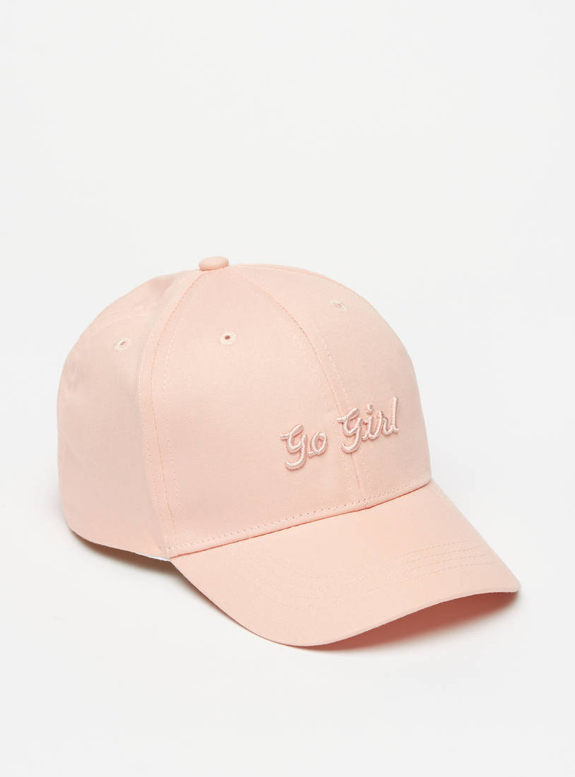 Slogan Embroidered Cap with Buckled Strap Closure-Caps & Hats-image-0