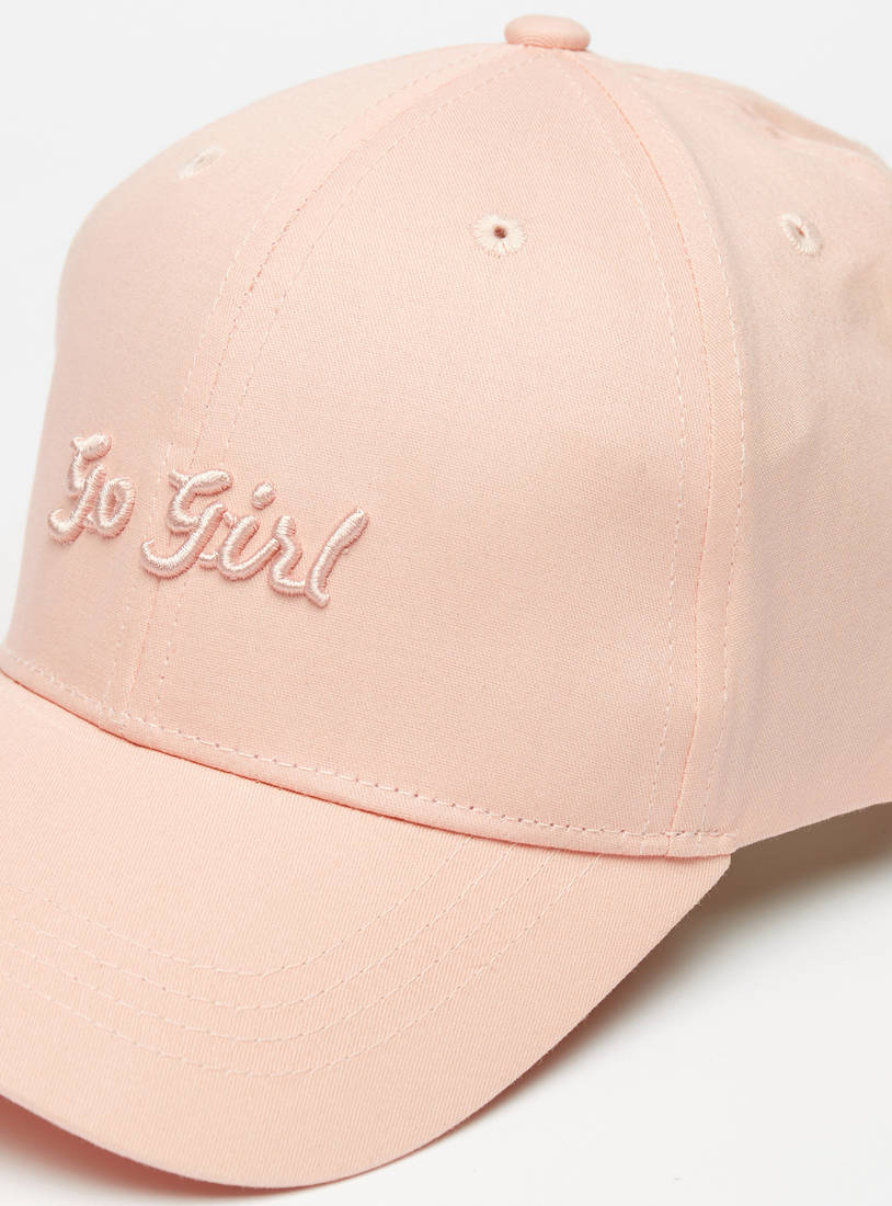 Slogan Embroidered Cap with Buckled Strap Closure-Caps & Hats-image-1