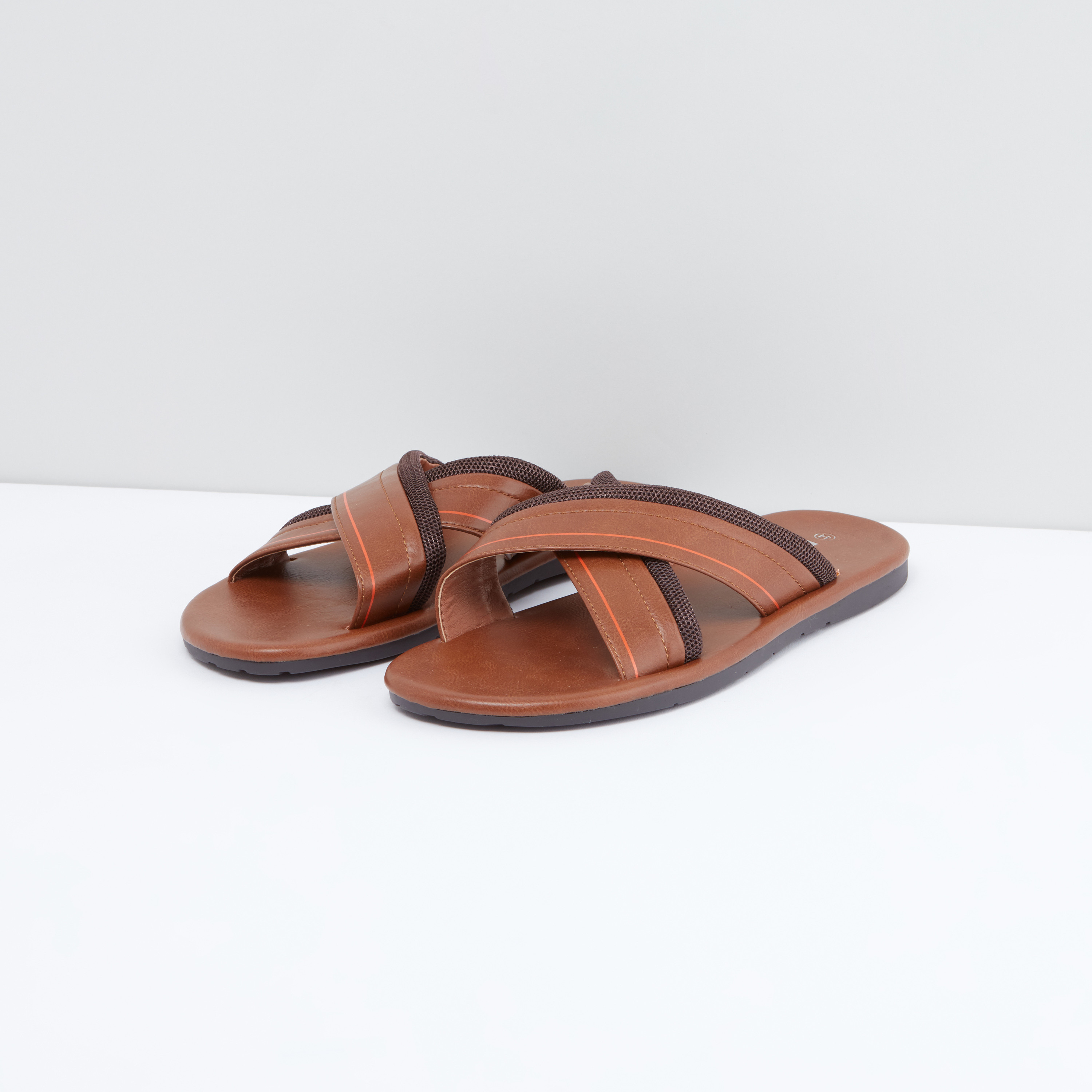 Shop Textured Criss Cross Strapped Chappals with Slip On Closure