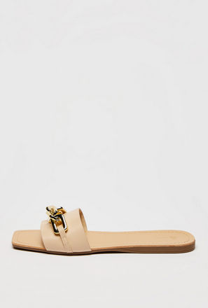 Embellished Slip-On Slide Sandals