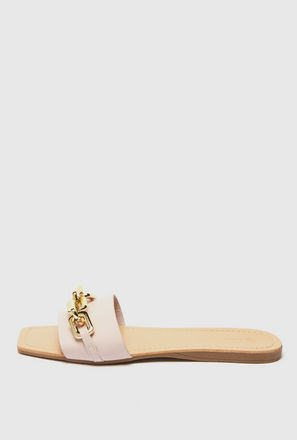 Embellished Slip-On Slide Sandals