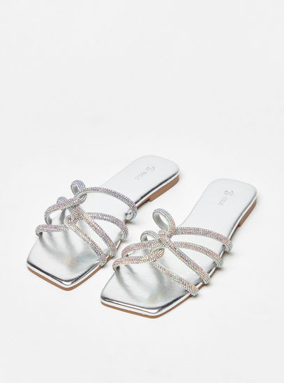 Embellished Strappy Slide Sandals-Flats-image-1