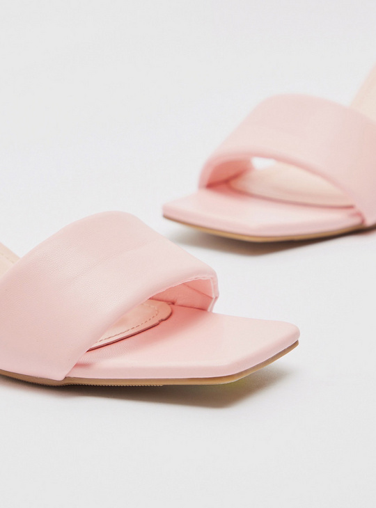 Solid Open-Toe Slip-On Heel Sandals