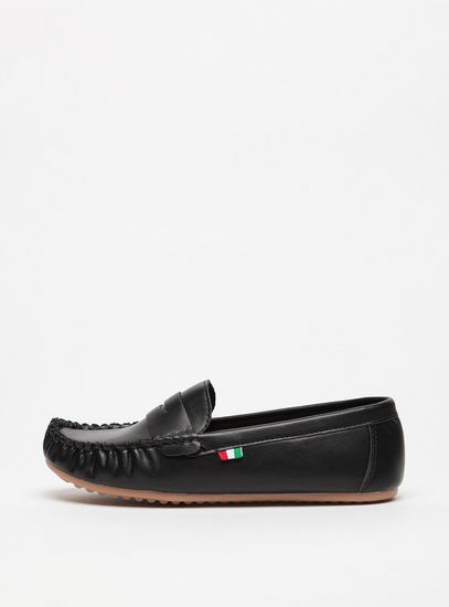 Solid Slip-On Moccasins-Casual Shoes-image-0