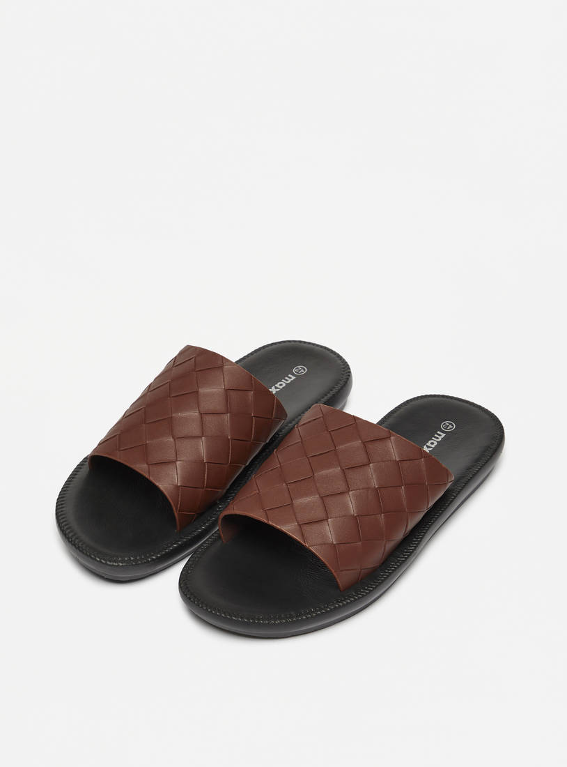 Weave Texture Slip-On Sandals-Sandals-image-1