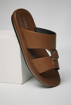 Textured Slip-On Arabic Sandals with Buckle Accent-mxmen-shoes-arabicsandals-0