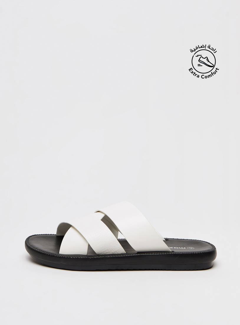 Solid Slip-On Cross Strap Sandals-Sandals-image-0