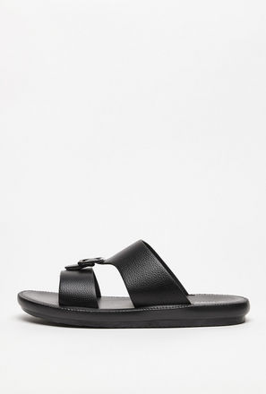 Textured Slip-On Arabic Sandals with Buckle Accent-mxmen-shoes-arabicsandals-1