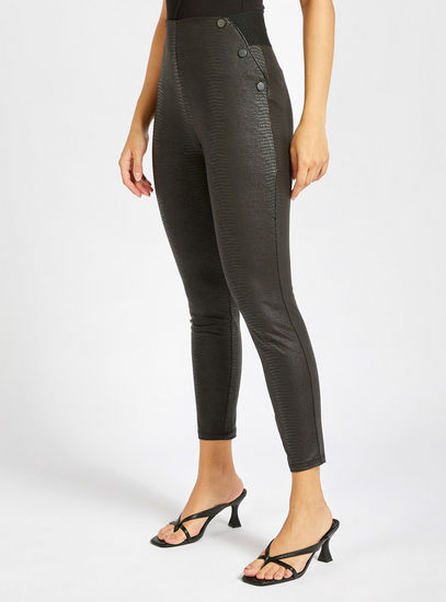 Textured Ankle Length Leggings with Elasticised Waistband
