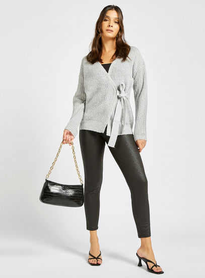 Textured Ankle Length Leggings with Elasticised Waistband
