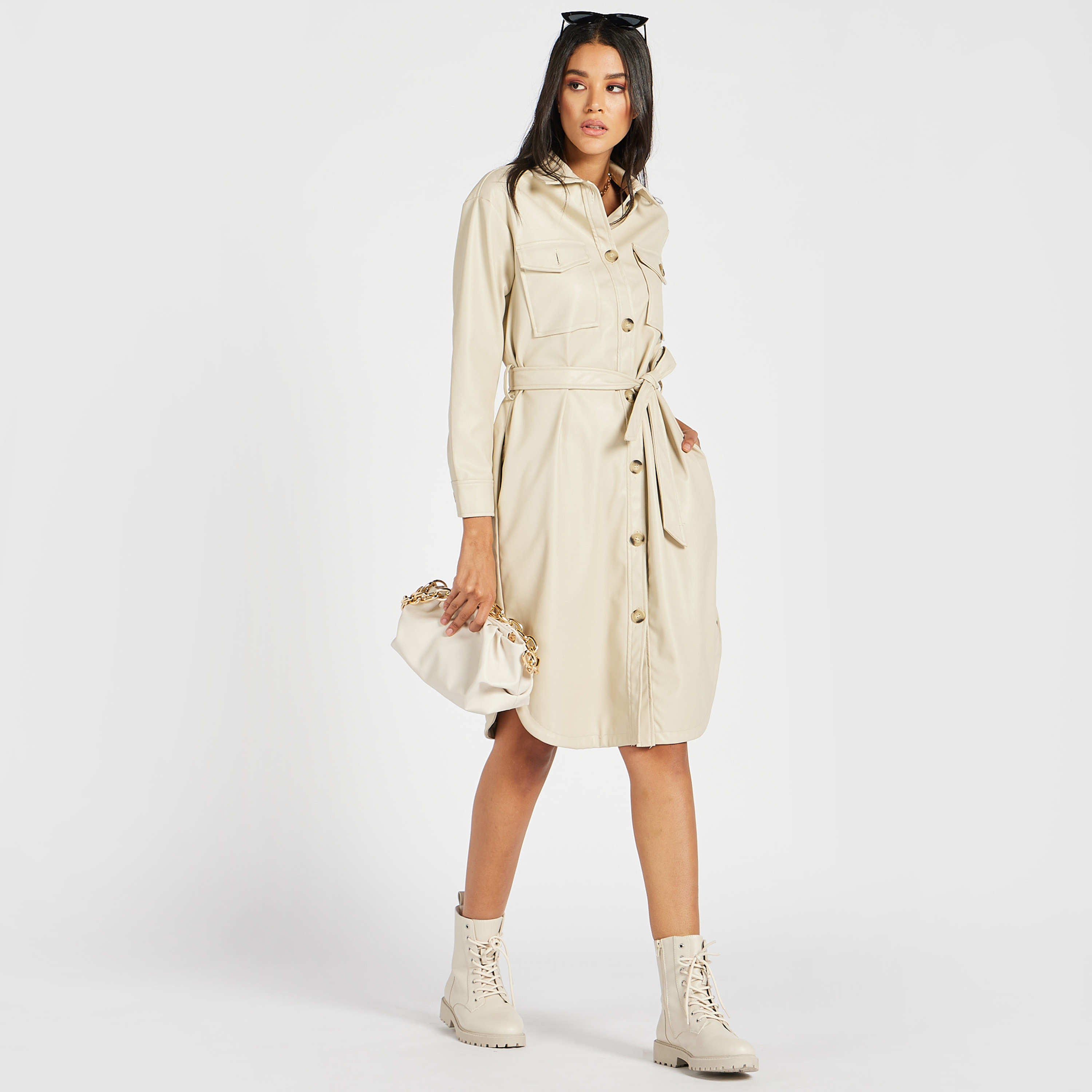 Shop Solid Midi Jacket Dress with Long 