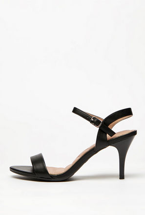 Solid Sandals with Stiletto Heels and Slingback Buckle Closure