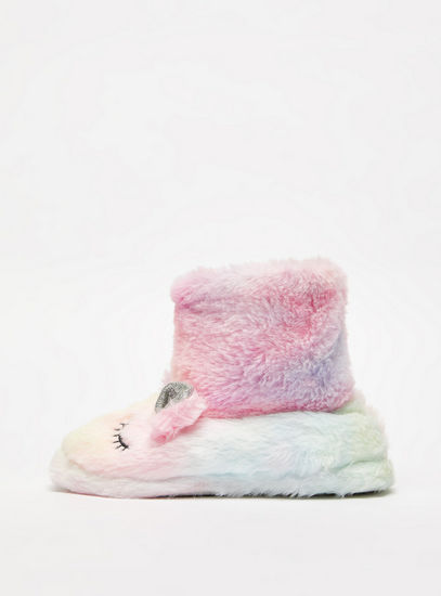 Faux Fur Bedroom Slippers with 3D Ears-Bedroom Slippers-image-0