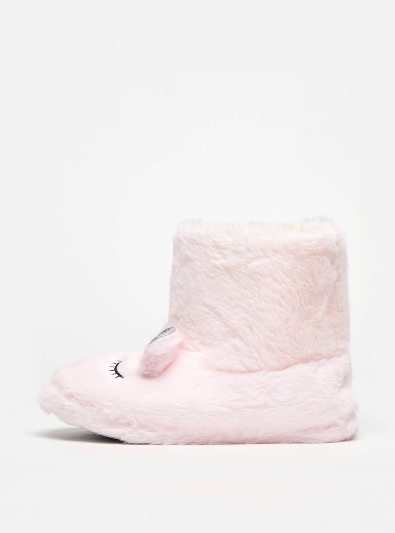 Unicorn Plush Textured Bedroom Boots with Applique Detail-Boots-image-0