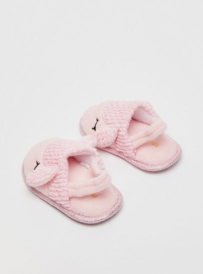 Plush Detail Bedroom Slippers with Elasticised Backstrap