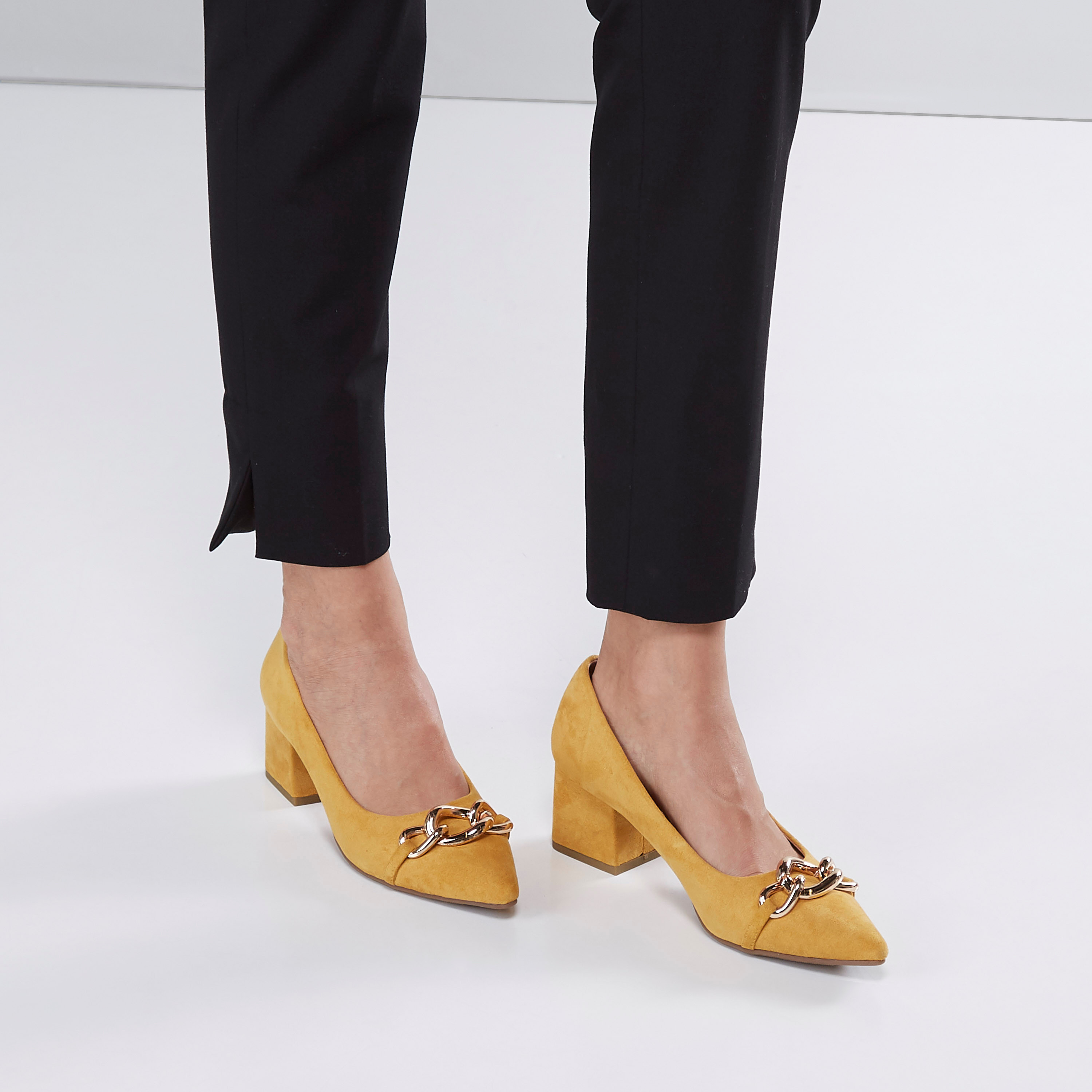 Yellow store block heels