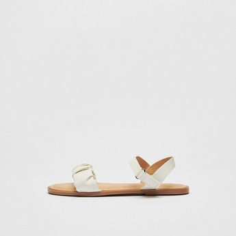 Solid Slip-On Sandals with Hook and Loop Closure