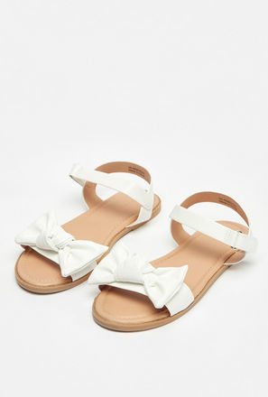 Bow Accented Sandals with Hook and Loop Closure
