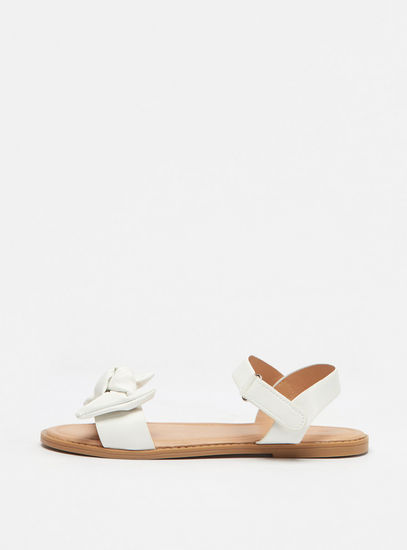 Bow Accented Sandals with Hook and Loop Closure-Sandals-image-1