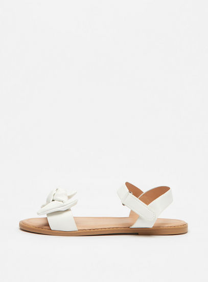 Bow Accented Sandals with Hook and Loop Closure-Sandals-image-0