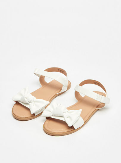 Bow Accented Sandals with Hook and Loop Closure