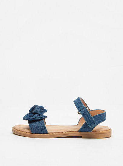 Bow Detail Sandals with Hook and Loop Closure