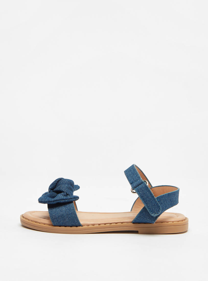 Bow Detail Sandals with Hook and Loop Closure-Sandals-image-0