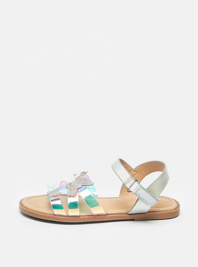 Butterfly Accent Sandals with Hook and Loop Closure-Sandals-image-0