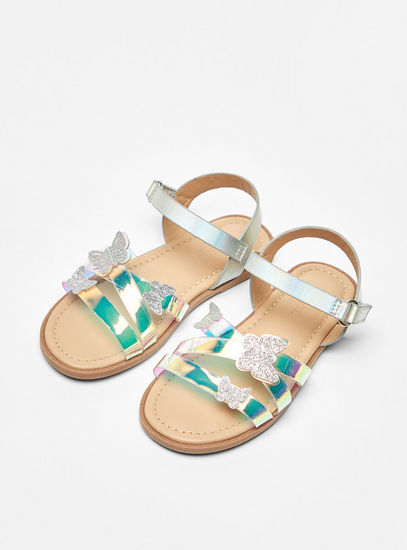 Butterfly Accent Sandals with Hook and Loop Closure-Sandals-image-1