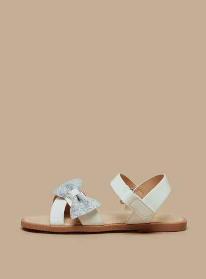 Bow Accent Sandals with Hook and Loop Closure-Sandals-image-0