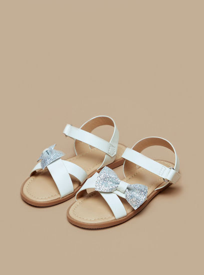 Bow Accent Sandals with Hook and Loop Closure-Sandals-image-1